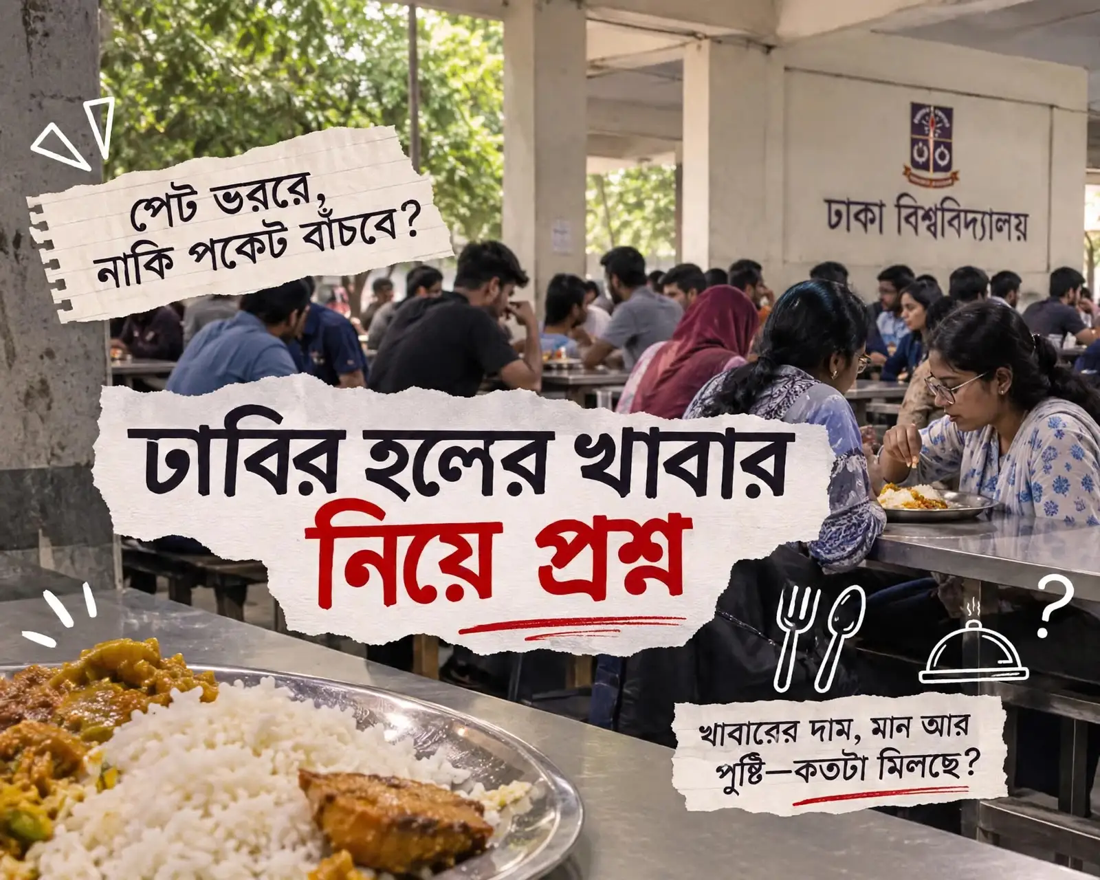 পেট ভরানোর লড়াই, নাকি পকেট বাঁচানোর হিসাব—ঢাবির হলের খাবার নিয়ে প্রশ্ন